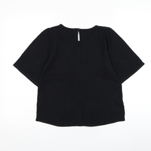 NEXT Womens Black Round Neck Geometric Nylon Pullover Jumper Size 6
