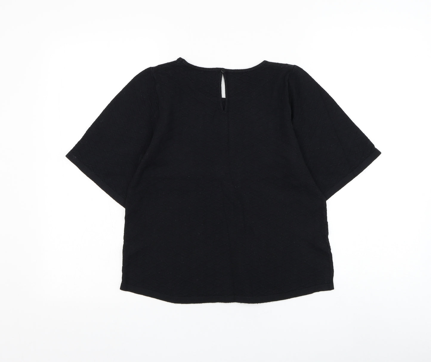 NEXT Womens Black Round Neck Geometric Nylon Pullover Jumper Size 6