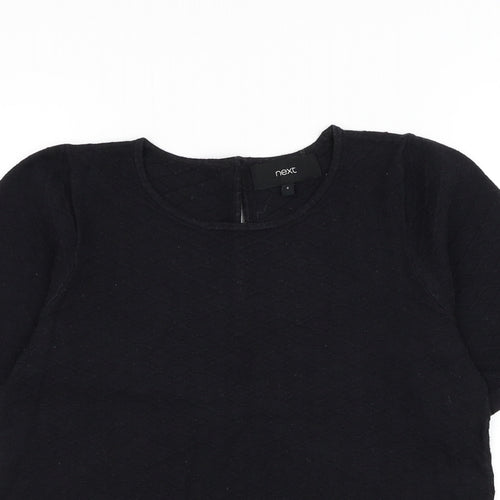 NEXT Womens Black Round Neck Geometric Nylon Pullover Jumper Size 6
