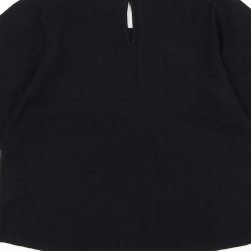 NEXT Womens Black Round Neck Geometric Nylon Pullover Jumper Size 6