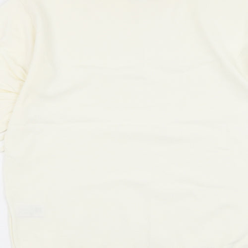 NEXT Womens White Viscose Basic T-Shirt Size 8 Round Neck - Ruched Sleeve