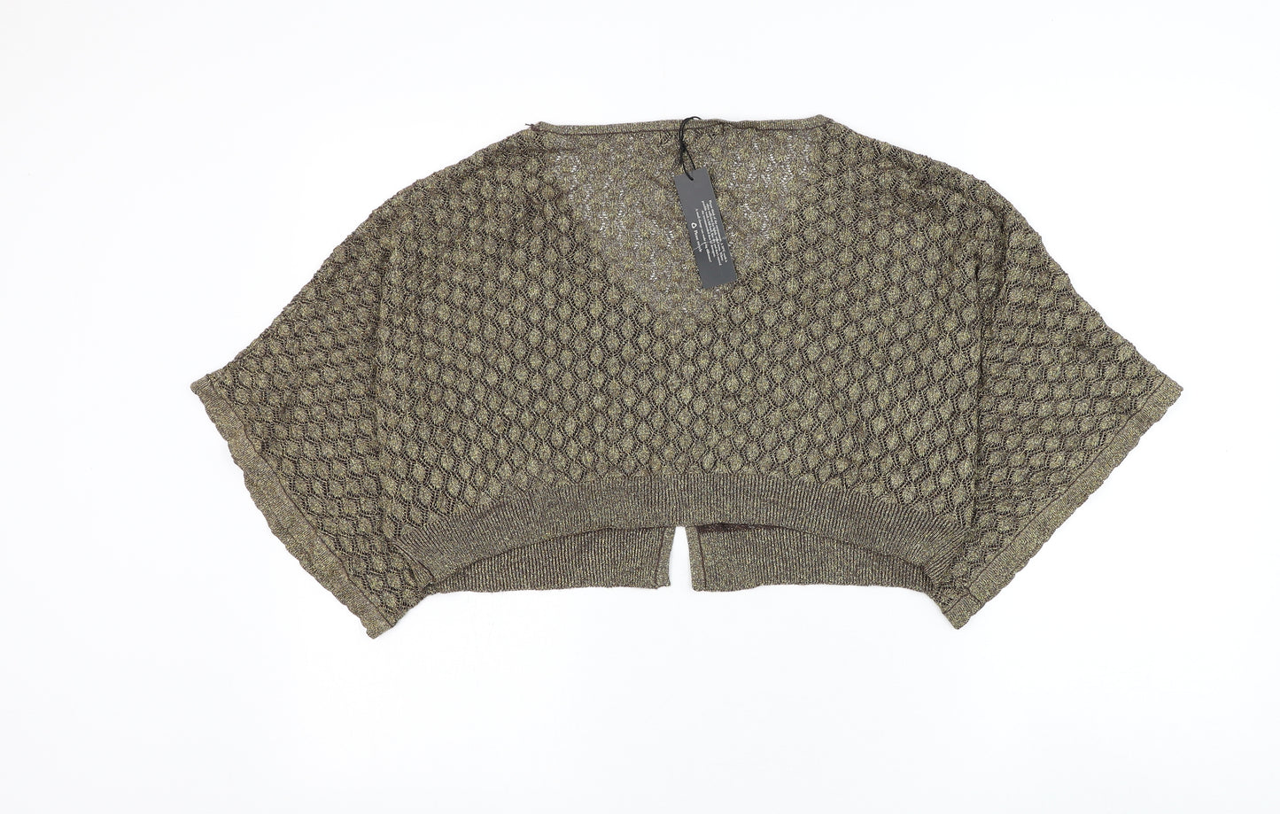 Teatro Womens Gold V-Neck Viscose Cardigan Jumper Size 20
