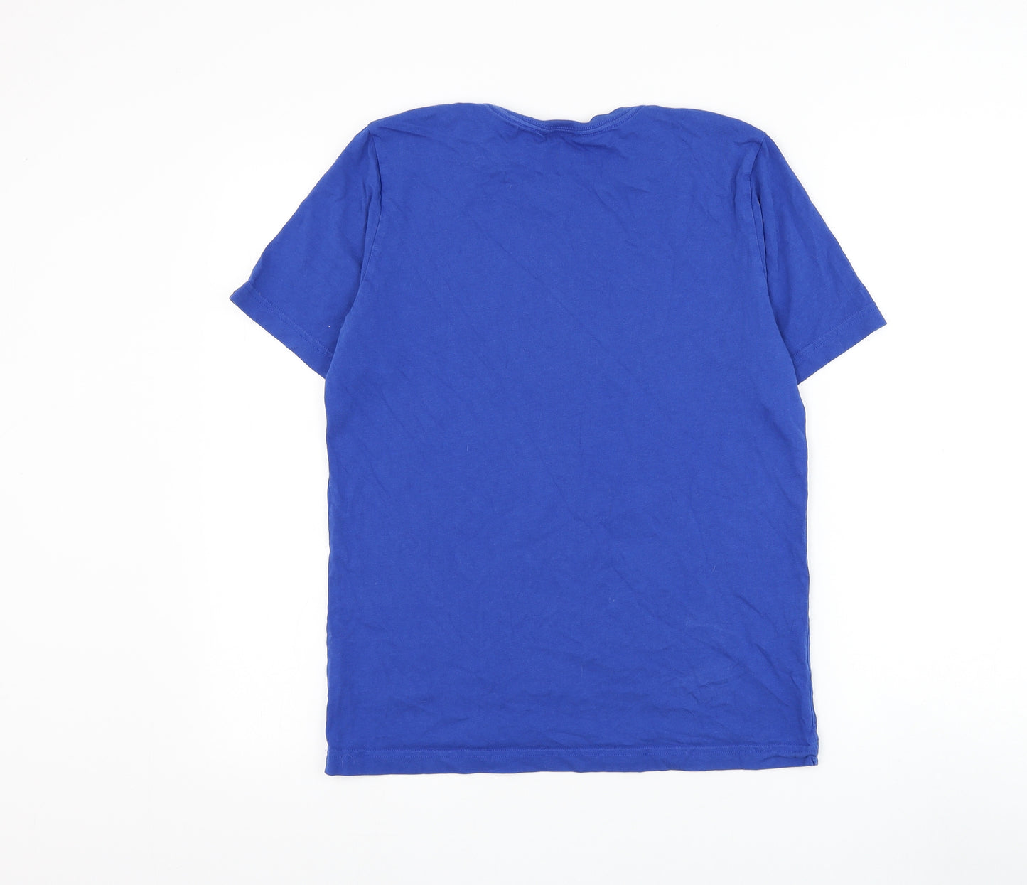 adidas Boys Blue Cotton Basic T-Shirt Size 13-14 Years Round Neck Pullover