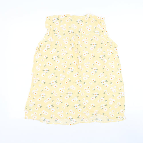 F&F Womens Yellow Floral Viscose Basic Blouse Size 12 Round Neck