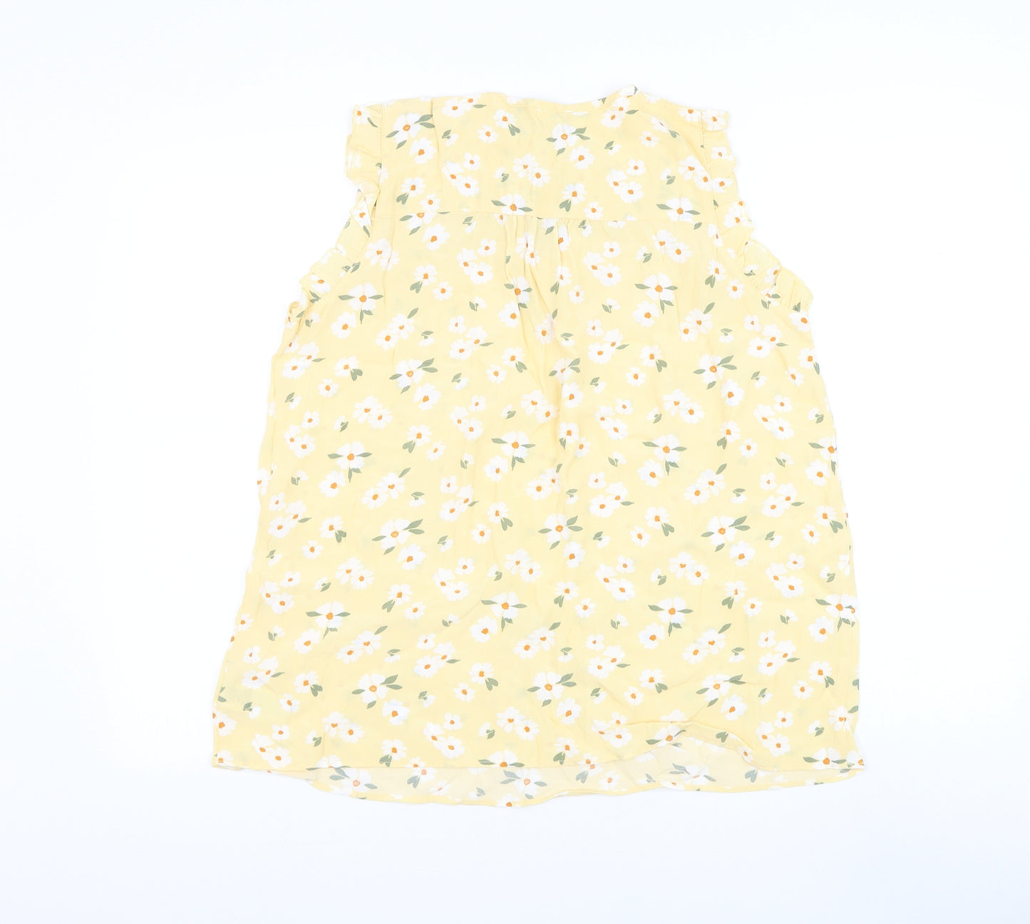 F&F Womens Yellow Floral Viscose Basic Blouse Size 12 Round Neck
