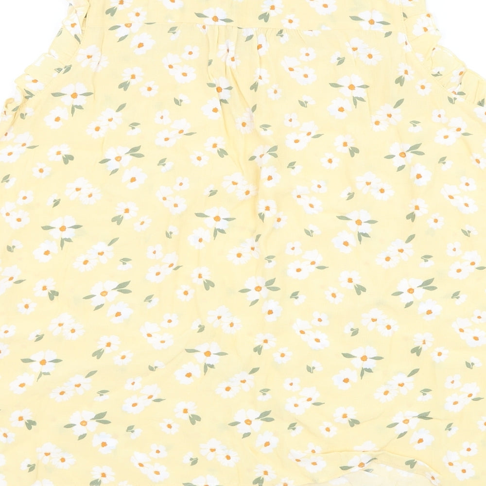 F&F Womens Yellow Floral Viscose Basic Blouse Size 12 Round Neck