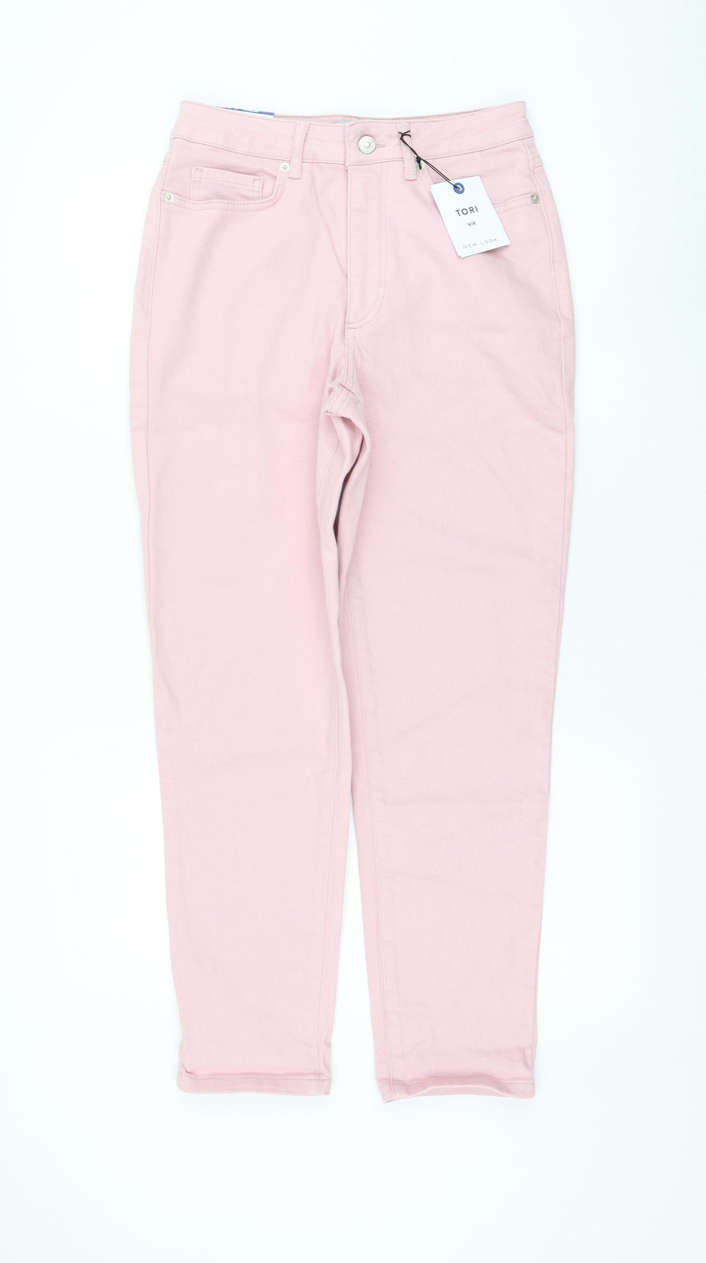 New Look Womens Pink Cotton Straight Jeans Size 10 L28 in Regular Zip