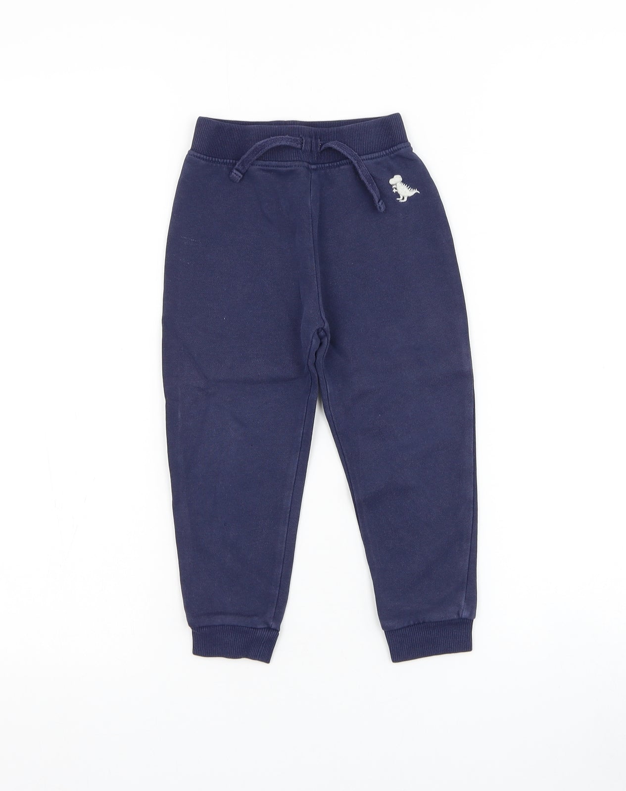 Dunnes Stores Boys Blue Cotton Jogger Trousers Size 2-3 Years Regular Drawstring - Dinosaur