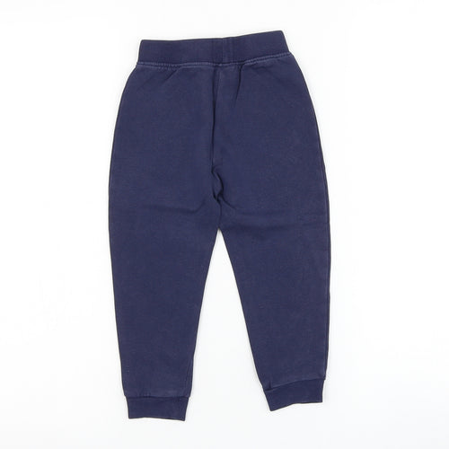 Dunnes Stores Boys Blue Cotton Jogger Trousers Size 2-3 Years Regular Drawstring - Dinosaur