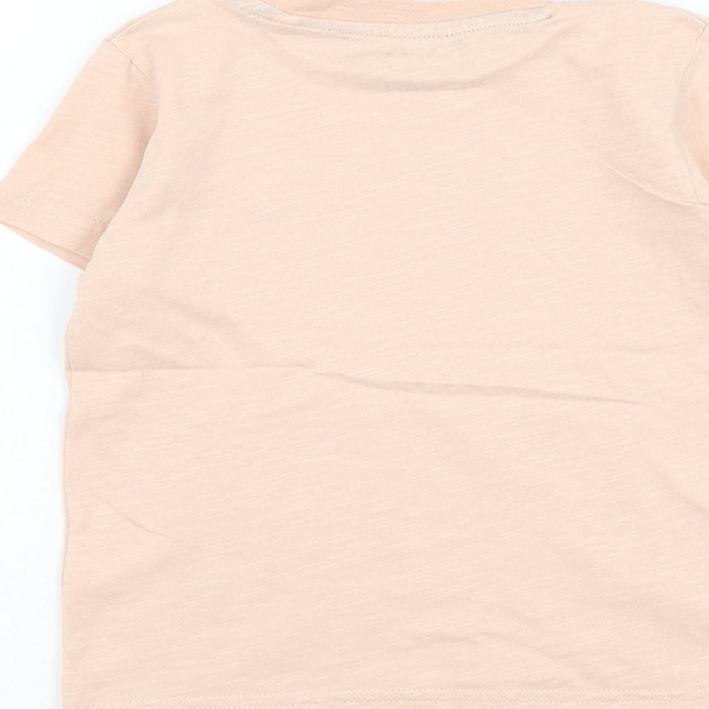 NEXT Boys Pink Cotton Basic T-Shirt Size 18-24 Months Round Neck Pullover - Sail Boat