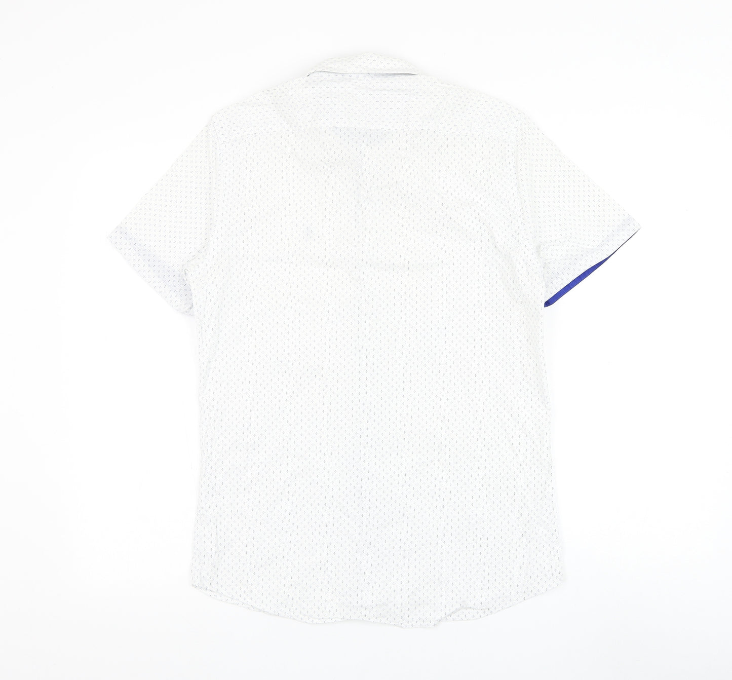 Alex & Turner Mens White Geometric Cotton Dress Shirt Size M Collared Button