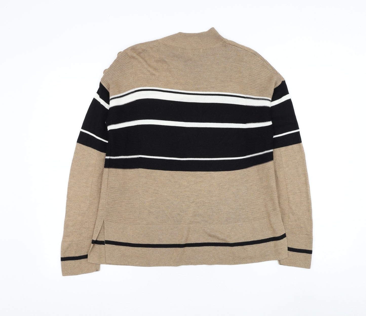 NEXT Womens Brown Mock Neck Striped Viscose Pullover Jumper Size 10