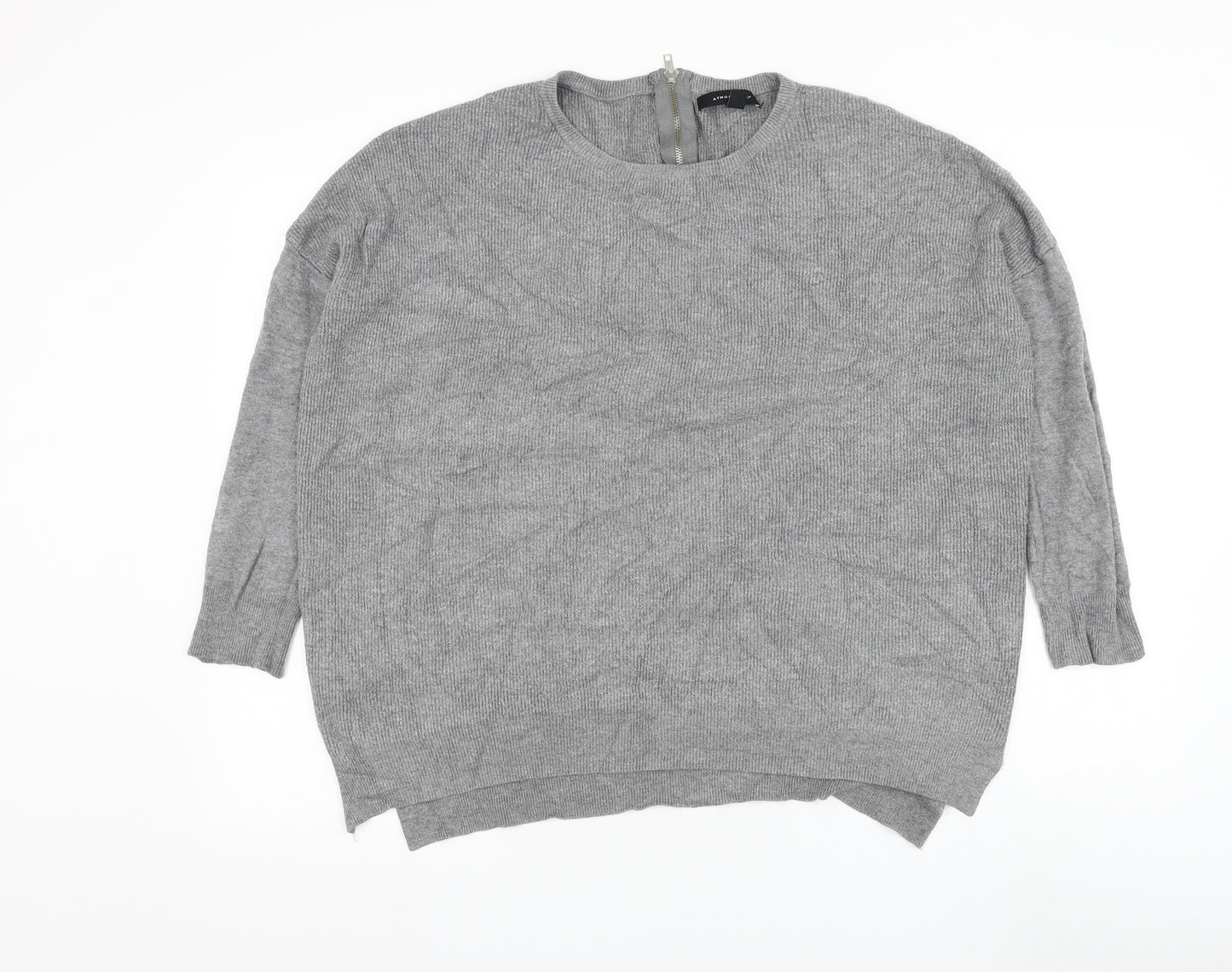 Atmosphere Womens Grey Round Neck Viscose Pullover Jumper Size 14