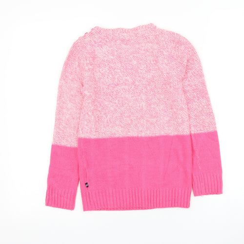 Nautica Girls Pink Round Neck Acrylic Pullover Jumper Size 7 Years Pullover