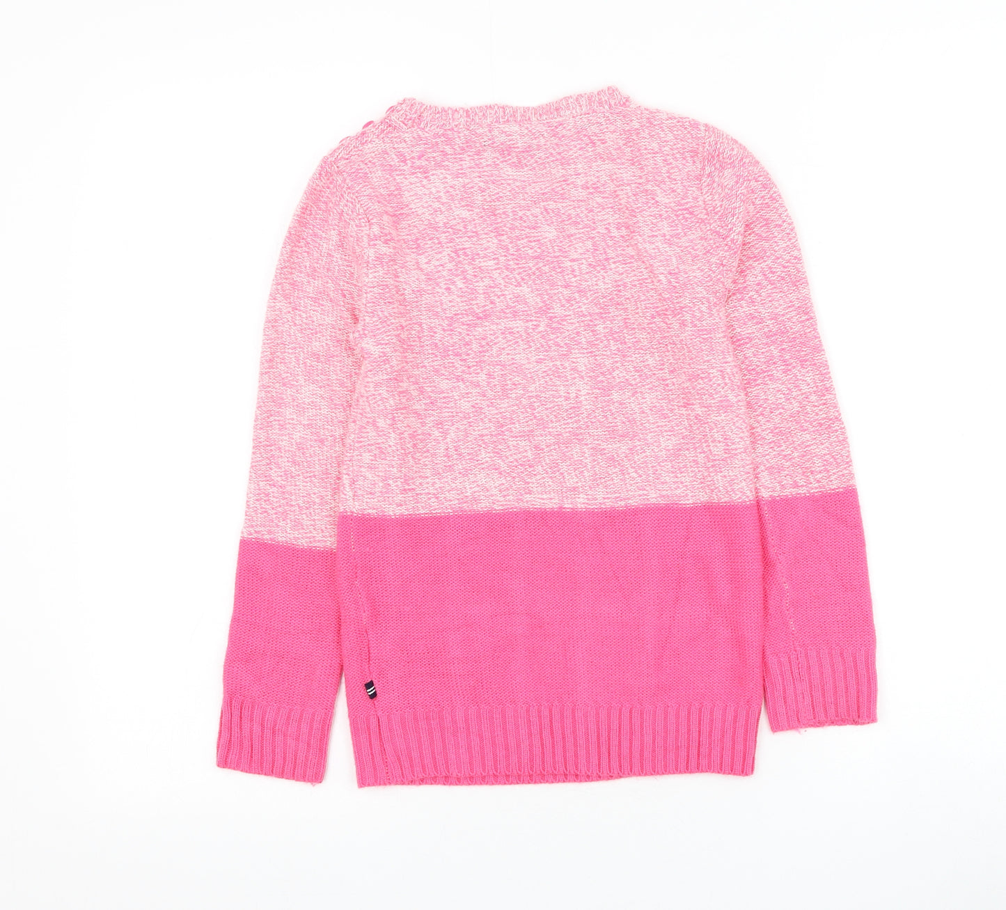 Nautica Girls Pink Round Neck Acrylic Pullover Jumper Size 7 Years Pullover