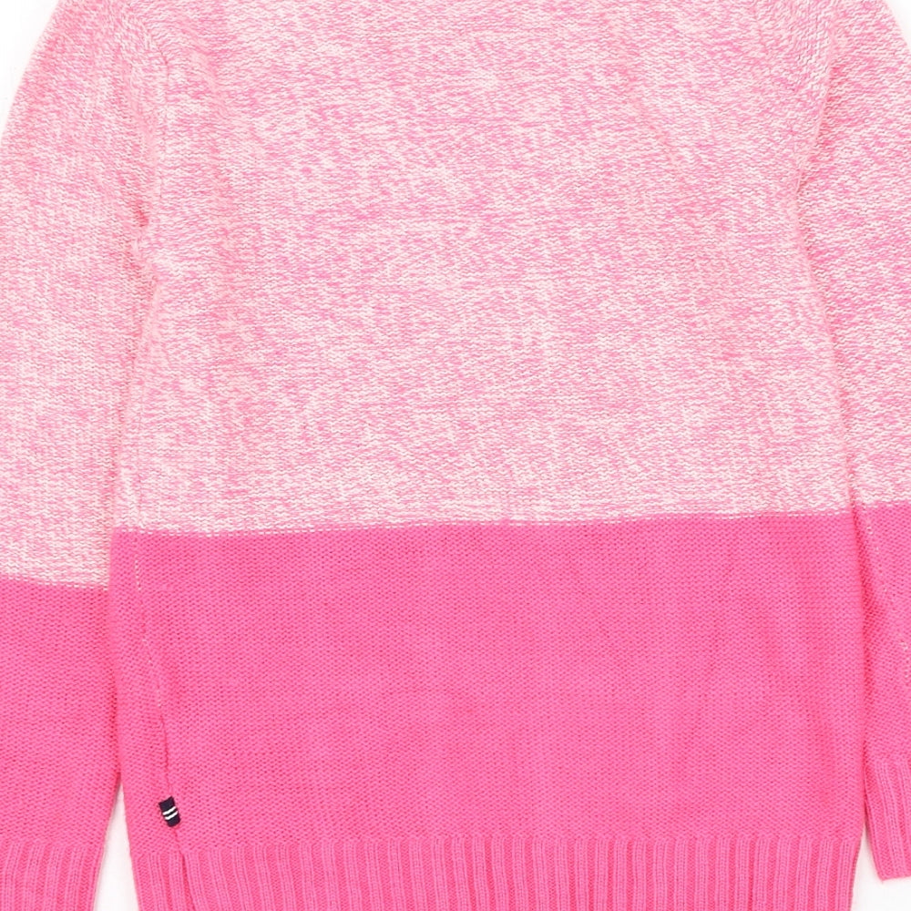 Nautica Girls Pink Round Neck Acrylic Pullover Jumper Size 7 Years Pullover