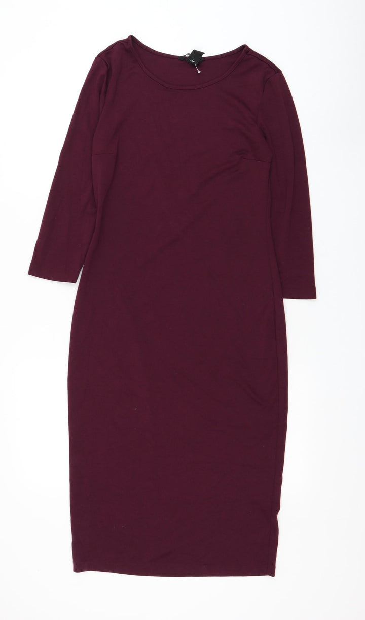 H&M Womens Purple Polyester Pencil Dress Size S Round Neck Pullover