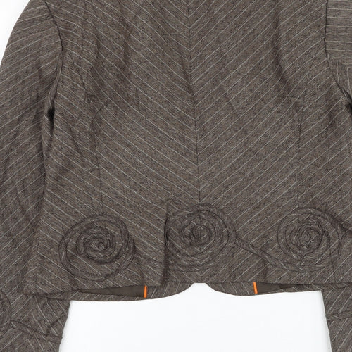 Marks and Spencer Womens Brown Striped Jacket Blazer Size 12 Button