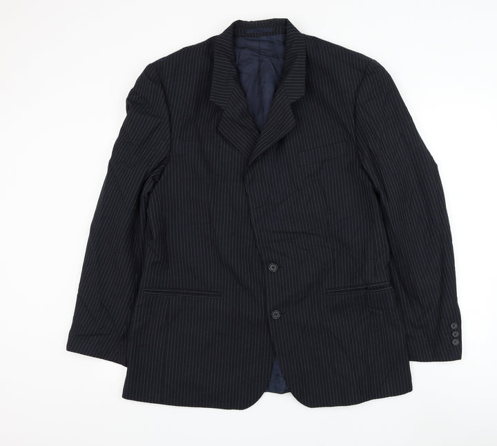 Daniel Drescott Mens Blue Striped Wool Jacket Suit Jacket Size 42