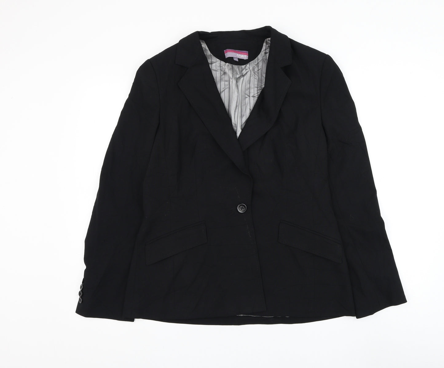 Debenhams Womens Black Jacket Blazer Size 14 Button
