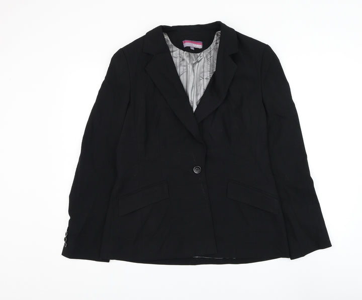 Debenhams Womens Black Jacket Blazer Size 14 Button