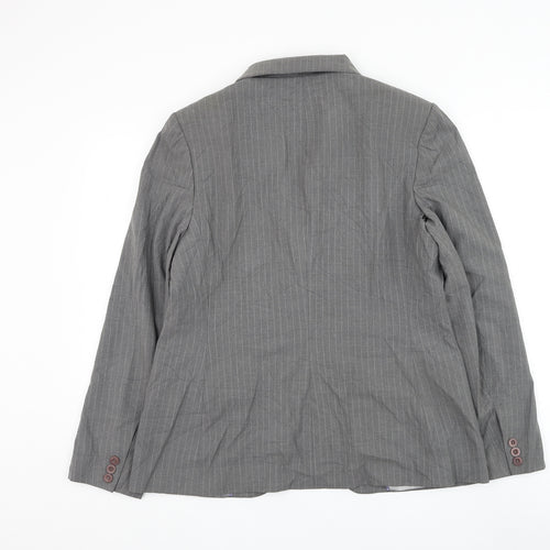 Autonomy Womens Grey Striped Jacket Blazer Size 16 Button