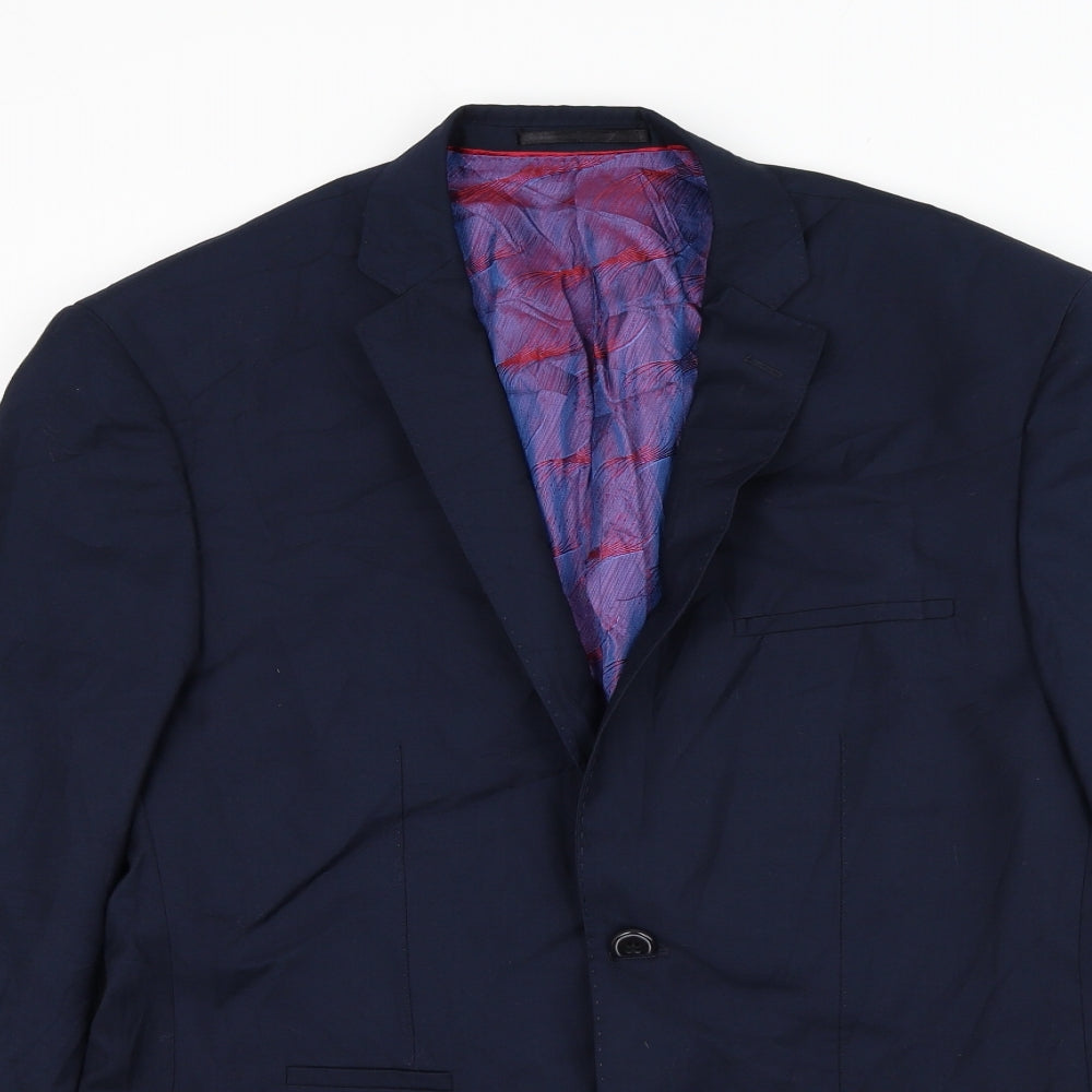 Stonebridge Mens Blue Polyester Jacket Suit Jacket Size 36