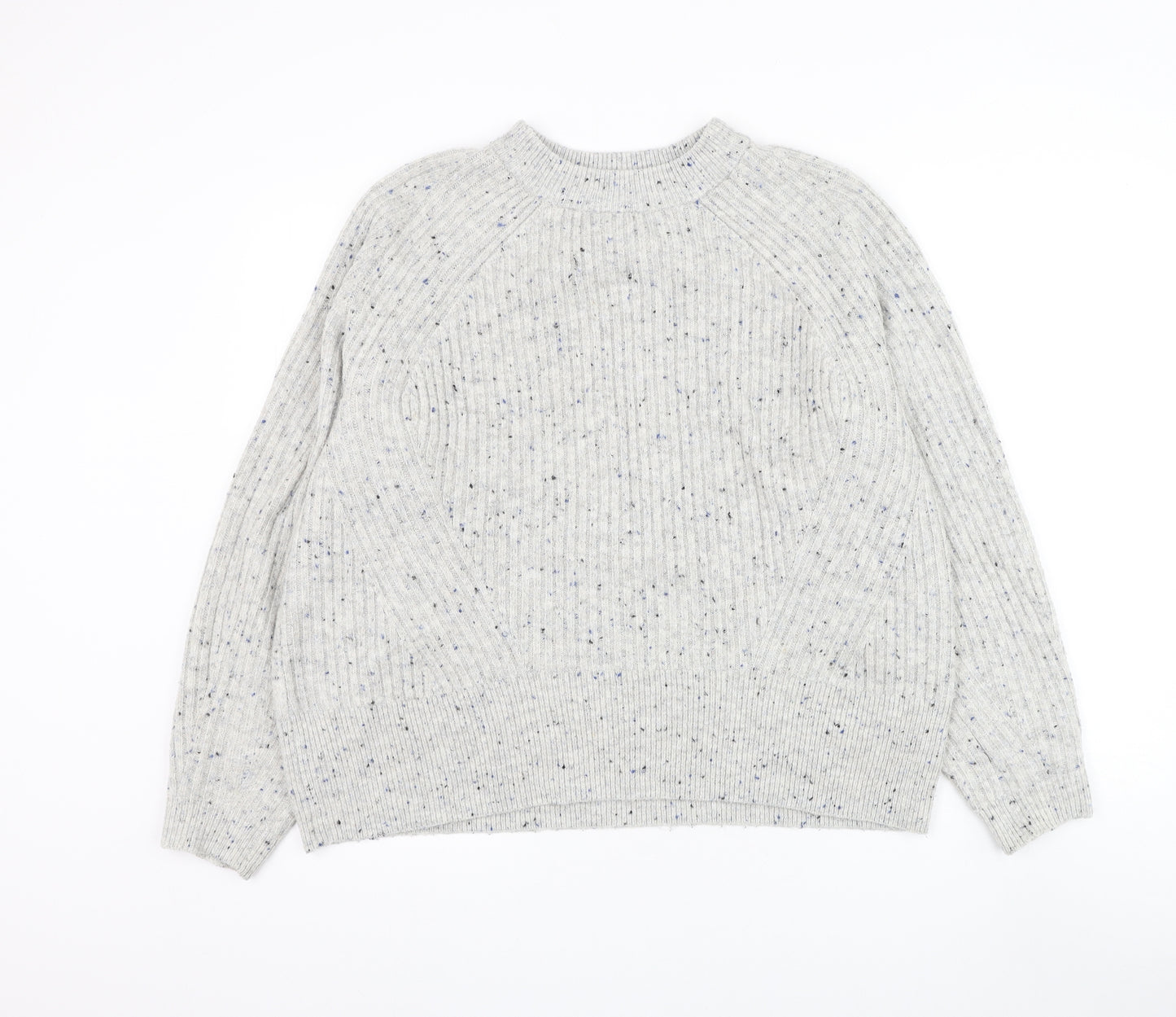 Marks and Spencer Womens Grey Round Neck Acrylic Pullover Jumper Size L