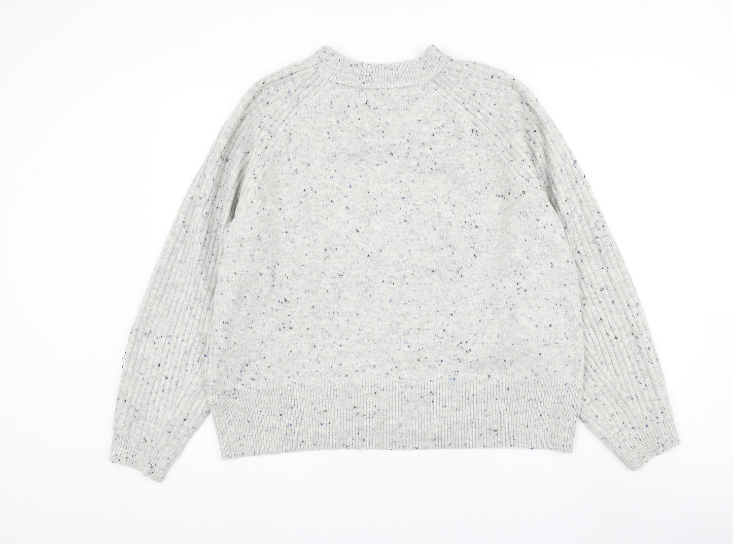 Marks and Spencer Womens Grey Round Neck Acrylic Pullover Jumper Size L