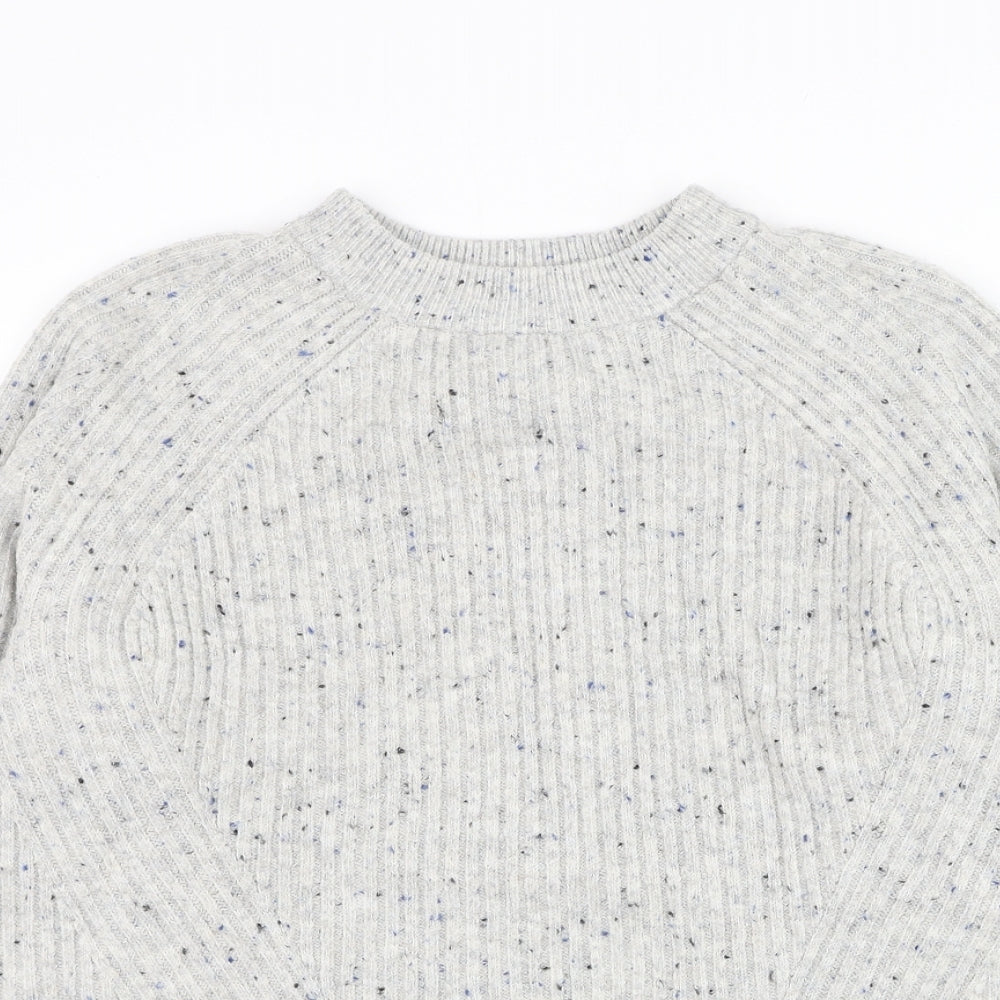 Marks and Spencer Womens Grey Round Neck Acrylic Pullover Jumper Size L