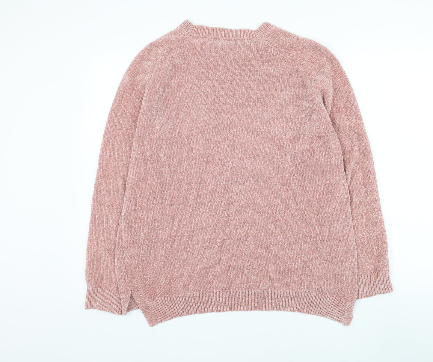 F&F Womens Pink Round Neck Polyester Pullover Jumper Size 14