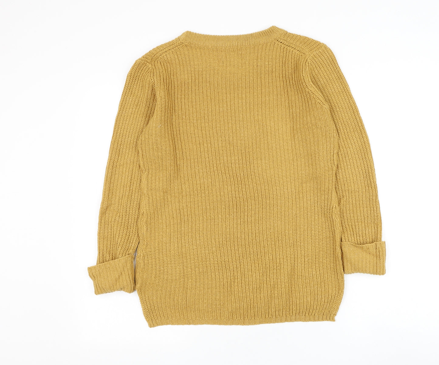 Contempo Womens Yellow Round Neck Acrylic Pullover Jumper Size L