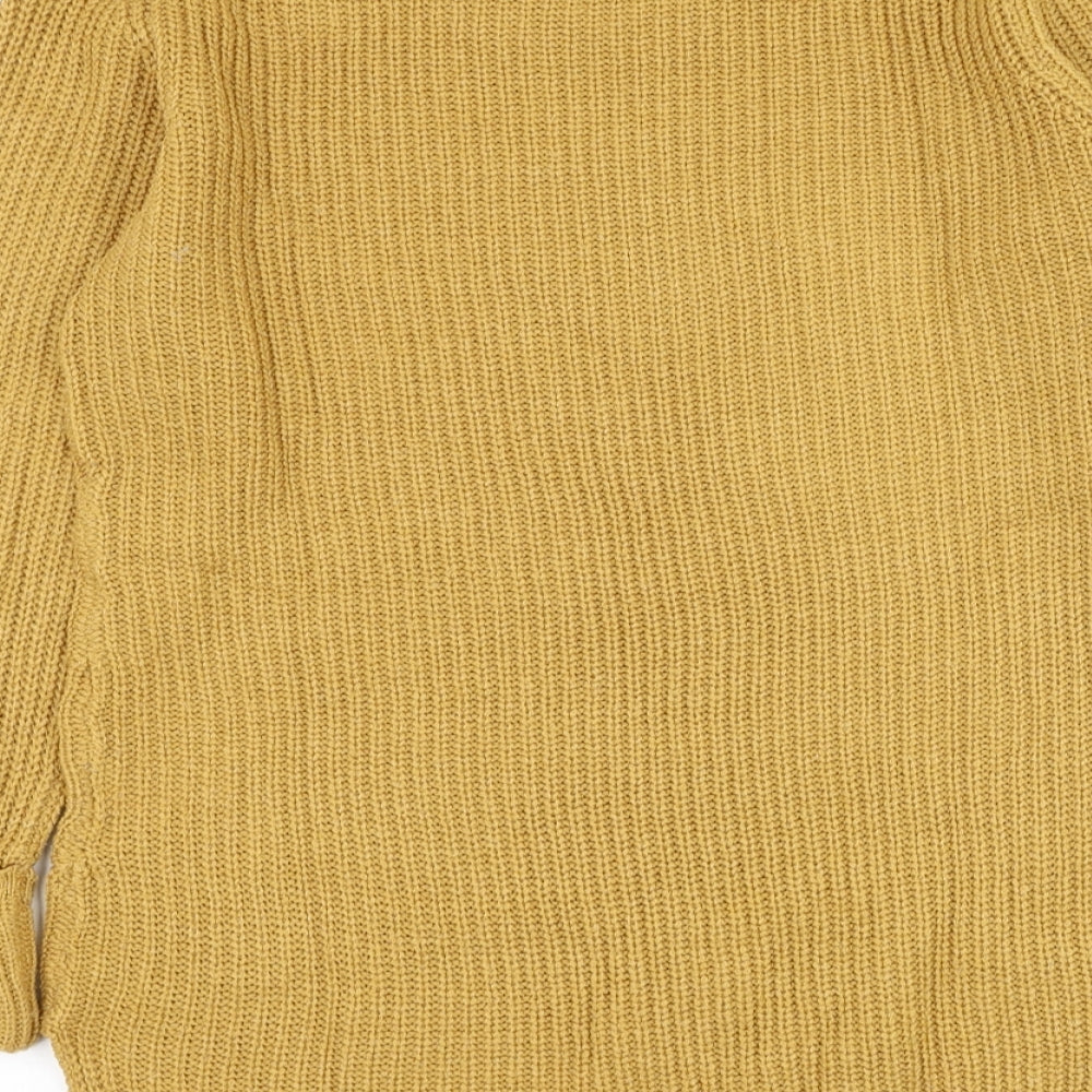 Contempo Womens Yellow Round Neck Acrylic Pullover Jumper Size L