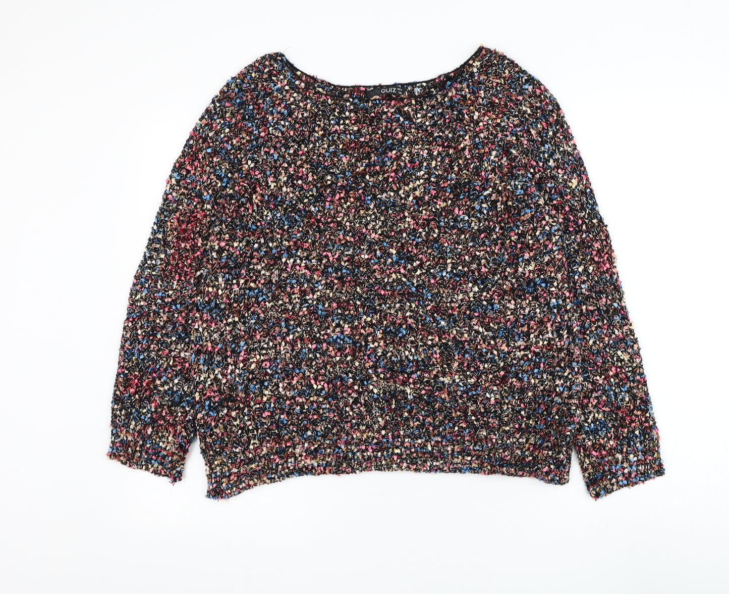 Quiz Womens Multicoloured Round Neck Polyester Pullover Jumper Size 12