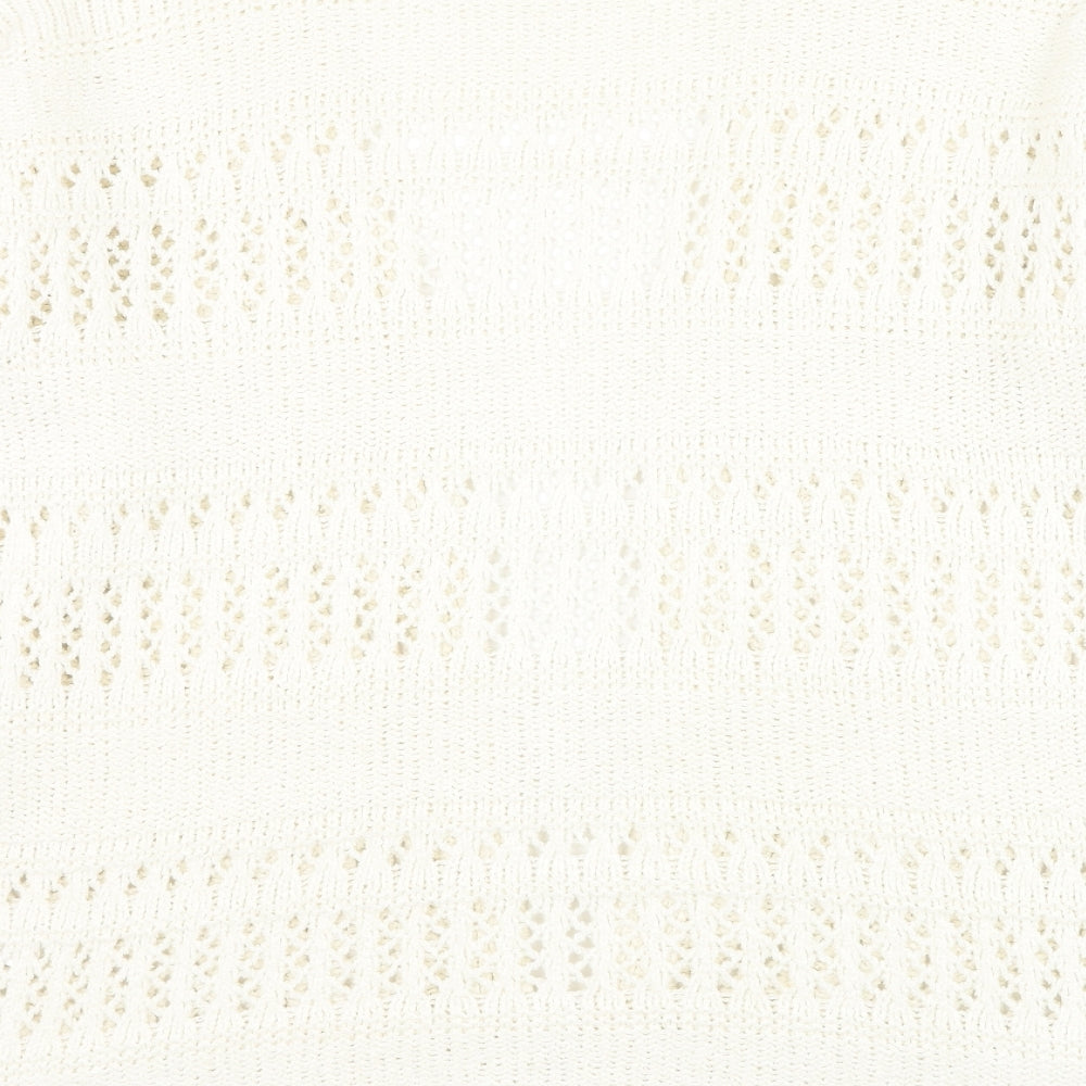 F&F Womens White V-Neck Cotton Cardigan Jumper Size 14