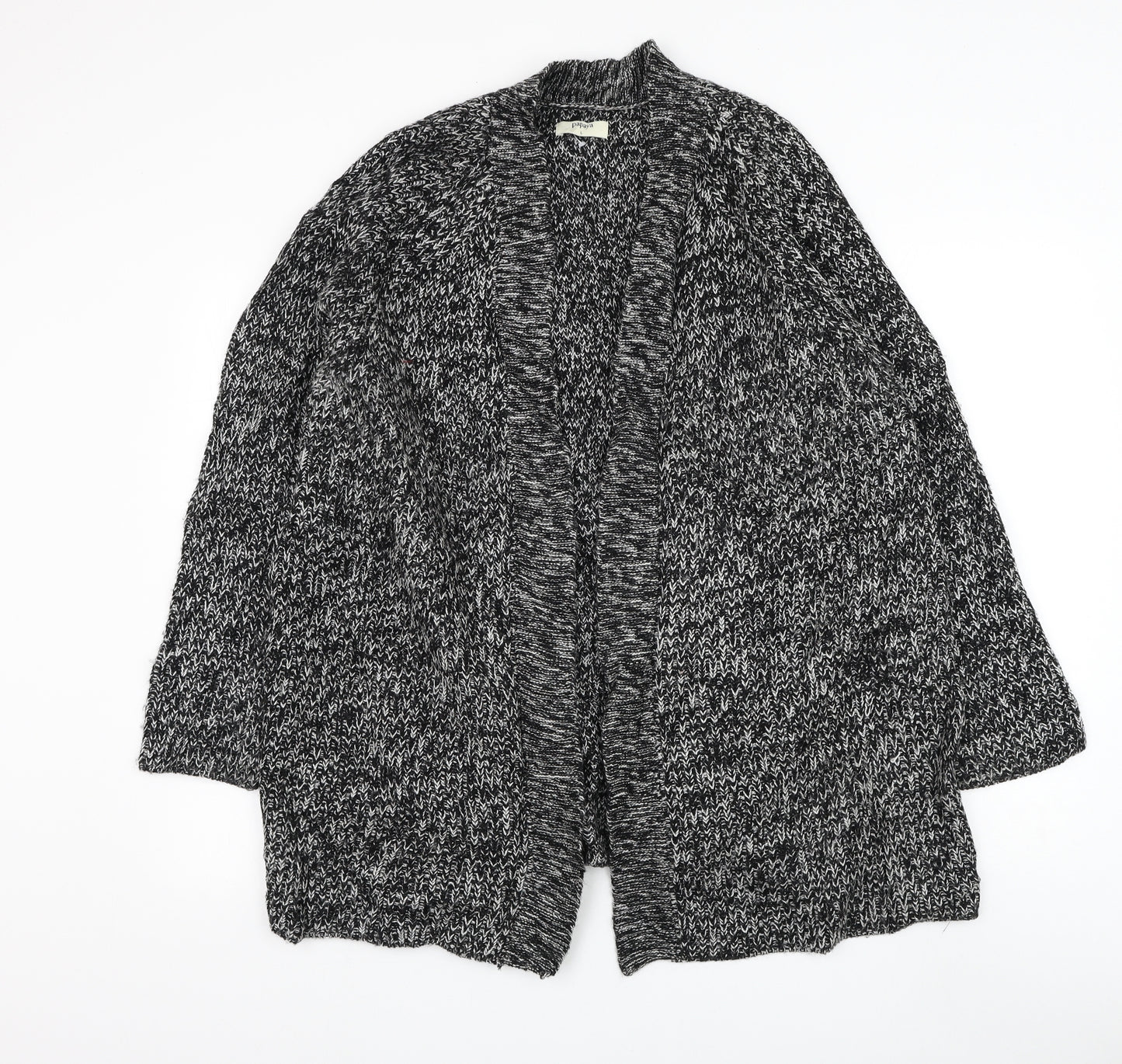 Papaya Womens Black V-Neck Acrylic Cardigan Jumper Size L