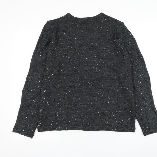 Marks and Spencer Womens Grey V-Neck Acrylic Pullover Jumper Size 14