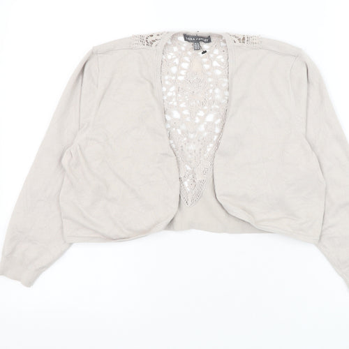 Laura Ashley Womens Grey V-Neck Cotton Cardigan Jumper Size 14