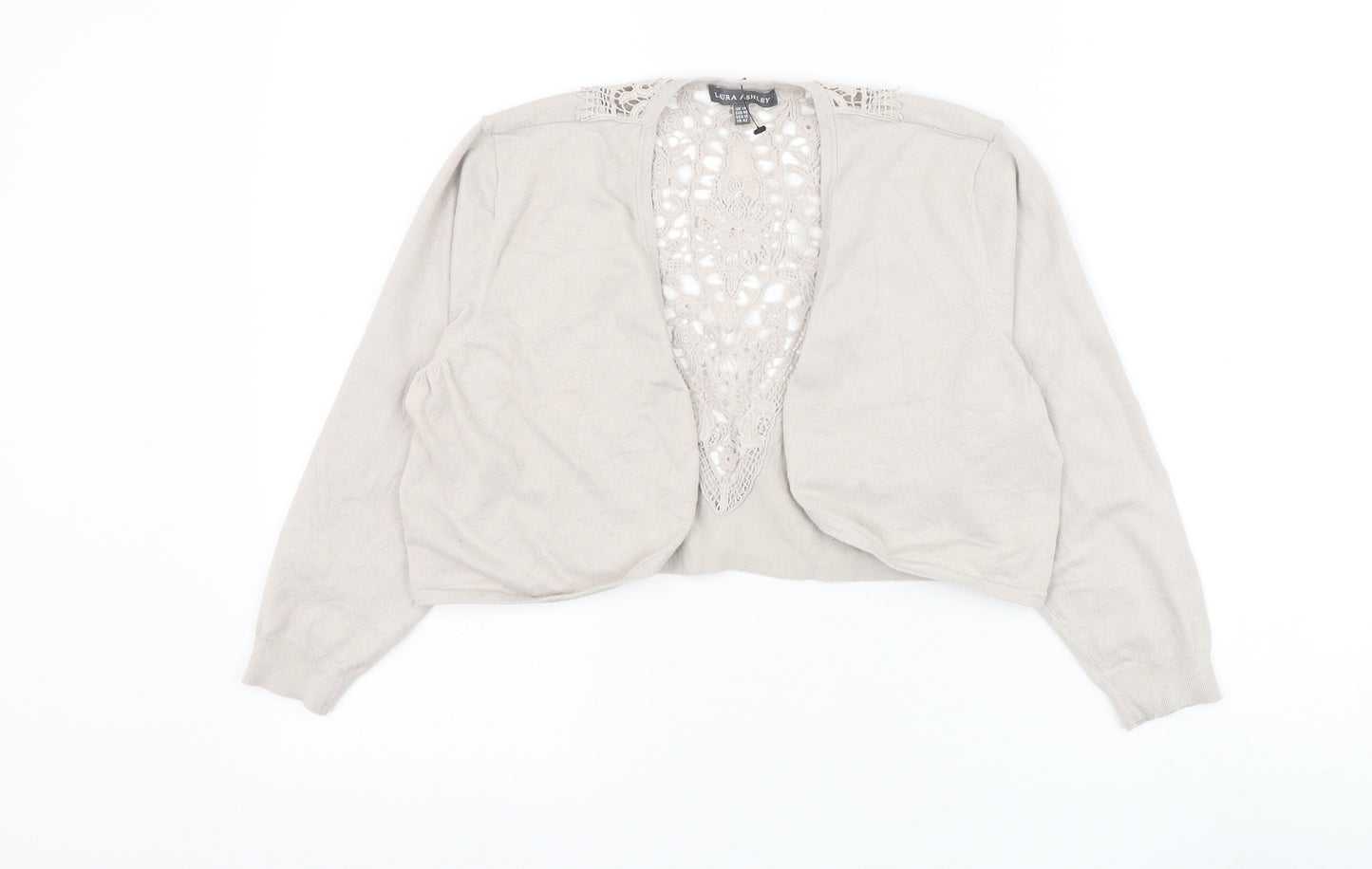 Laura Ashley Womens Grey V-Neck Cotton Cardigan Jumper Size 14