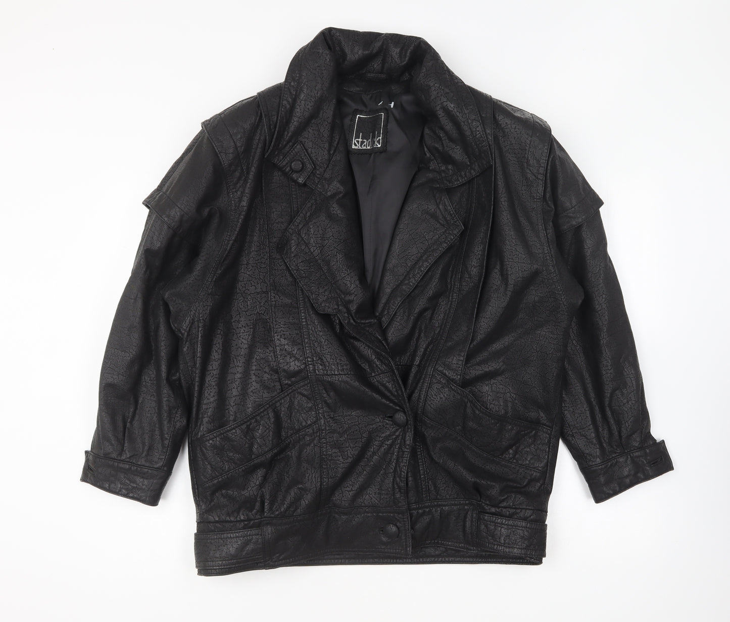 Stadick Womens Black Jacket Size 12 Button