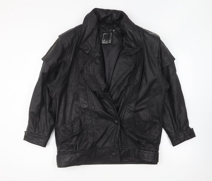 Stadick Womens Black Jacket Size 12 Button