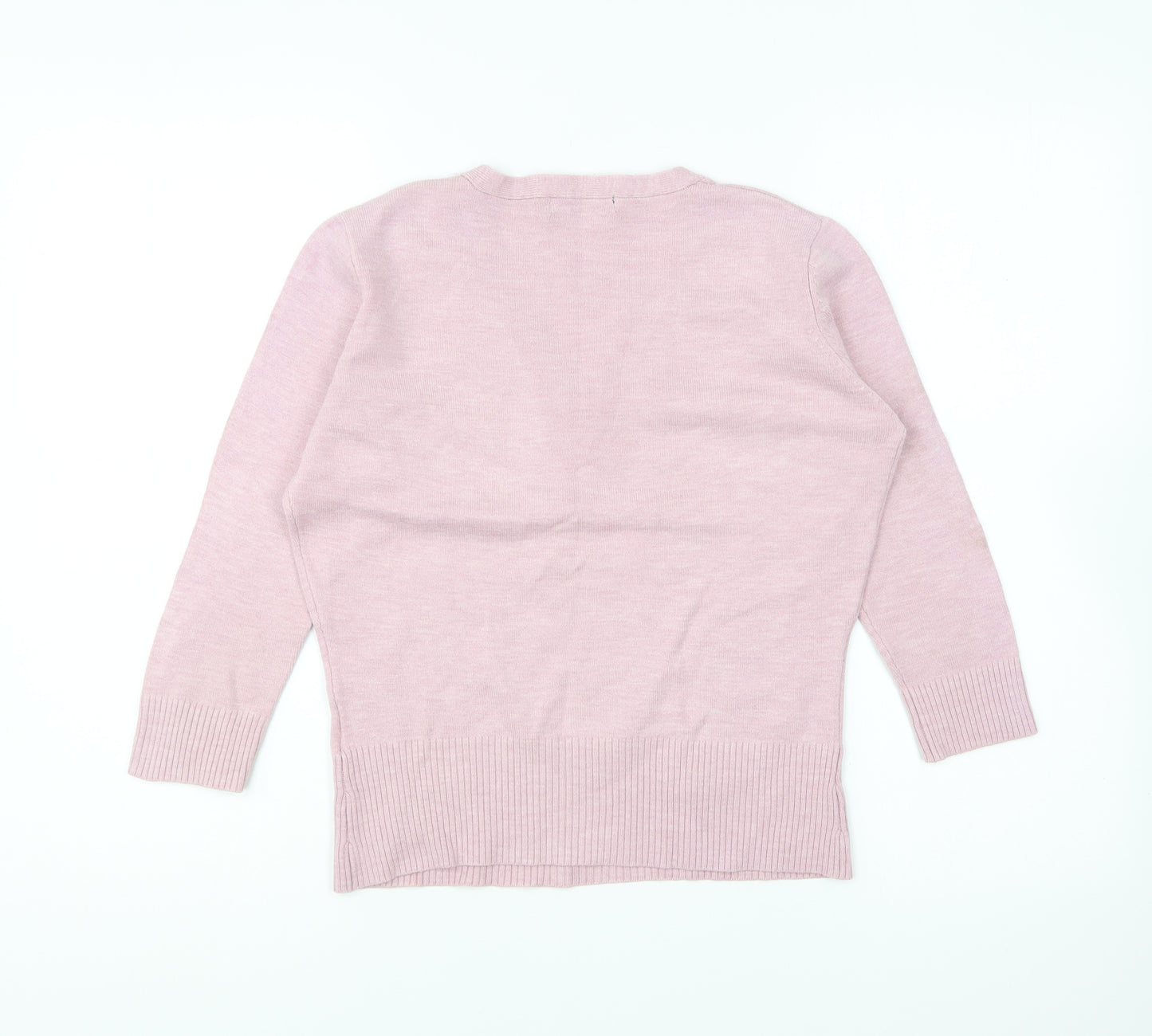 zingara Womens Pink V-Neck Acrylic Pullover Jumper Size 14