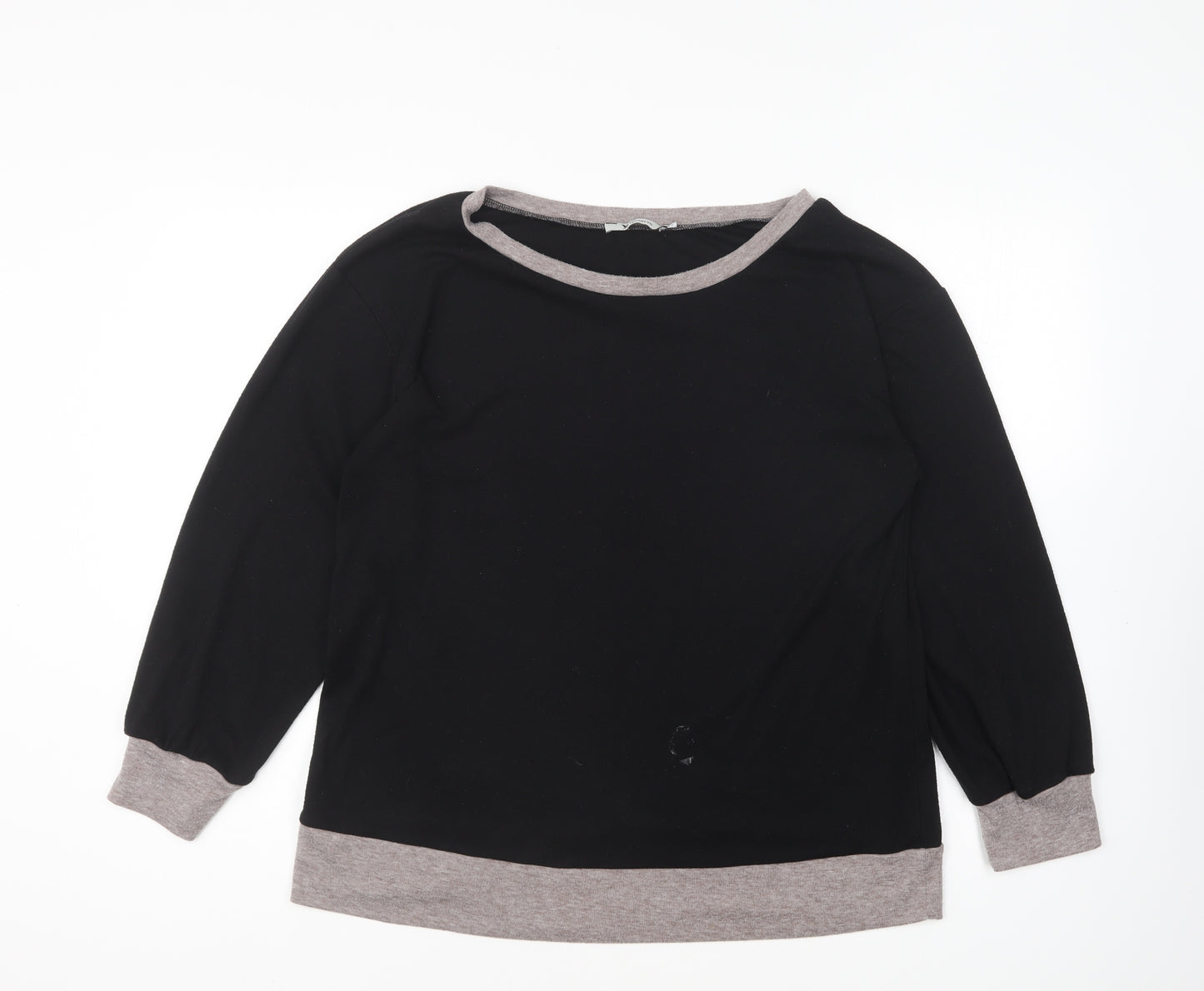 Yidarton Womens Black Round Neck Cotton Pullover Jumper Size L