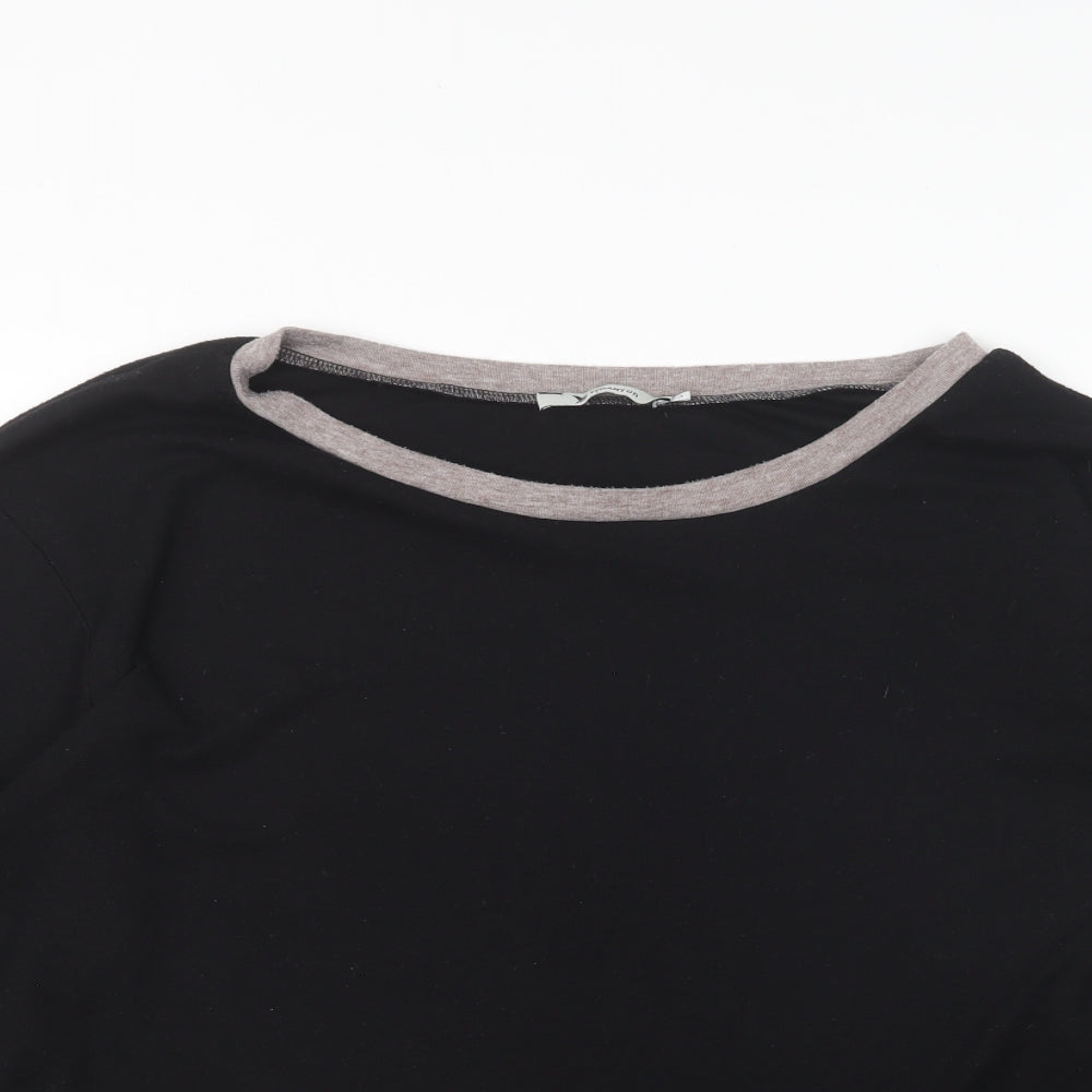 Yidarton Womens Black Round Neck Cotton Pullover Jumper Size L