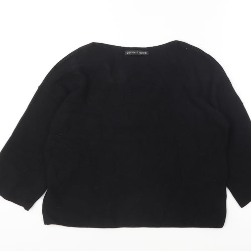 Definitions Womens Black Round Neck Acrylic Pullover Jumper Size 12