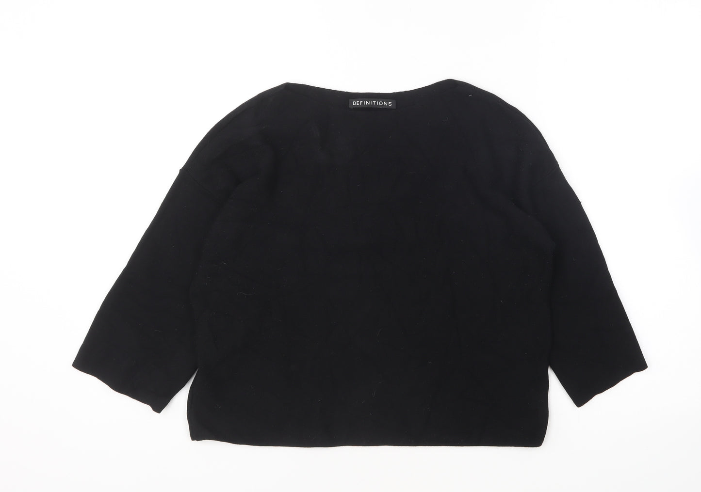 Definitions Womens Black Round Neck Acrylic Pullover Jumper Size 12