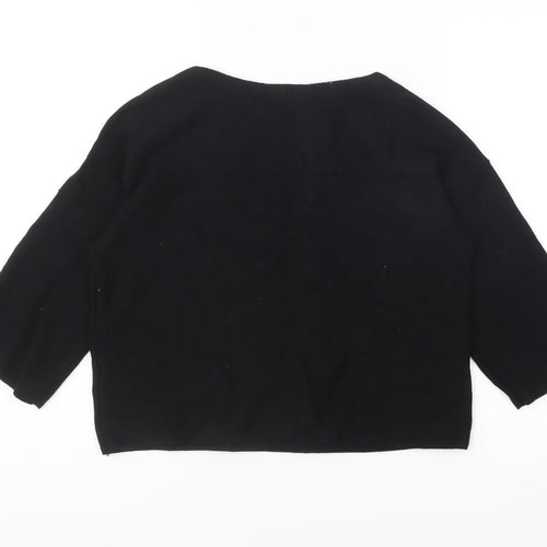 Definitions Womens Black Round Neck Acrylic Pullover Jumper Size 12