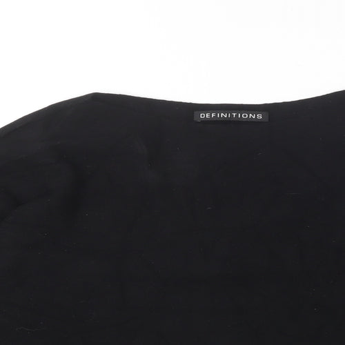 Definitions Womens Black Round Neck Acrylic Pullover Jumper Size 12
