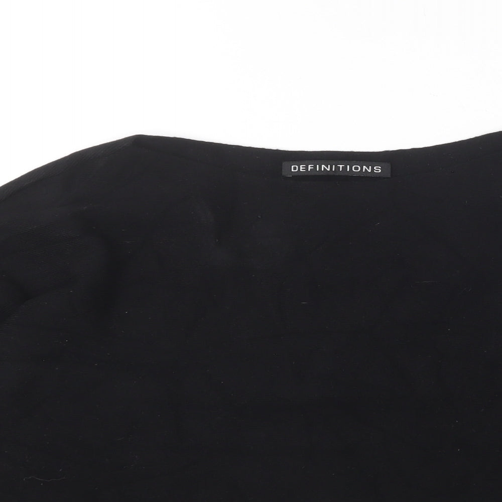 Definitions Womens Black Round Neck Acrylic Pullover Jumper Size 12