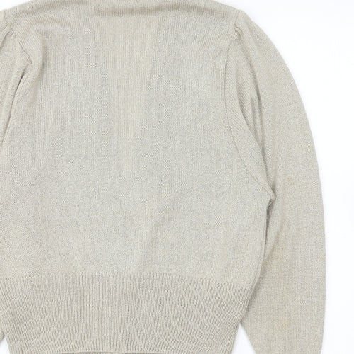 St Michael Womens Beige V-Neck Acrylic Cardigan Jumper Size 14